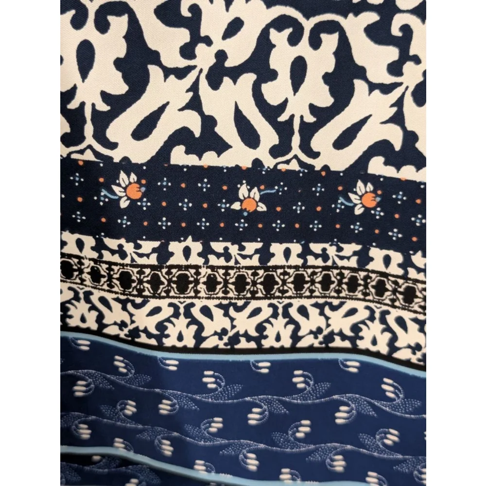 Women's LOFT Blue & White Patterned Long Sleeve Dress S - Picture 5 of 8